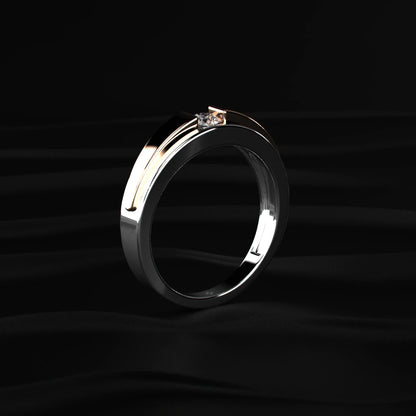 Round Diamond Dual Tone Engagement Female Ring | Earthly Jewels   