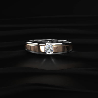 Round Diamond Dual Tone Engagement Female Ring | Earthly Jewels   