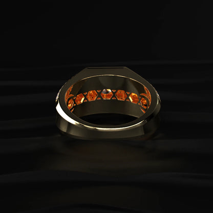 Cushion Cut Diamond Mens Ring With Accent Stone | Earthly Jewels