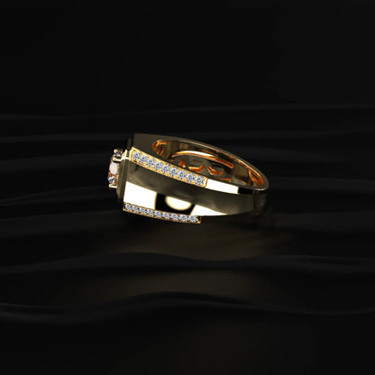 Cushion Cut Diamond Mens Ring With Accent Stone | Earthly Jewels