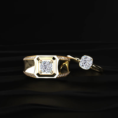 Cushion Cut Diamond Mens Ring With Accent Stone