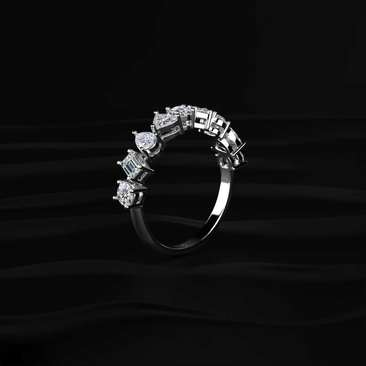 Multi-Shape Diamond Half Eternity Band | Earthly Jewels   
