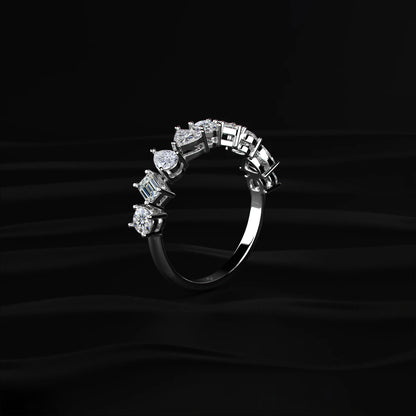 Multi-Shape Diamond Half Eternity Band | Earthly Jewels   