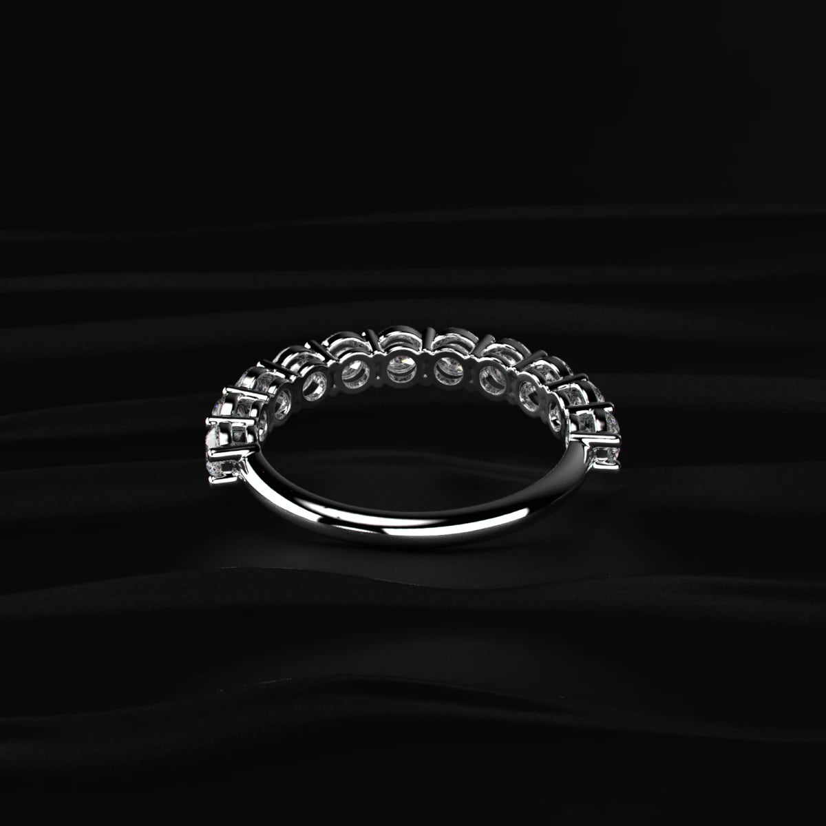 Round Cut Diamond Basket Setting Half Eternity Ring | Earthly Jewels   