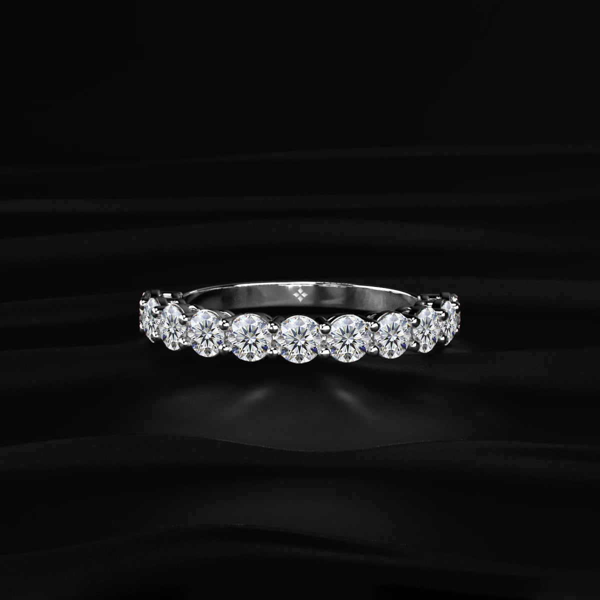 Round Cut Diamond Basket Setting Half Eternity Ring | Earthly Jewels   