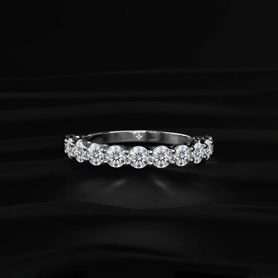 Round Cut Diamond Basket Setting Half Eternity Ring | Earthly Jewels   