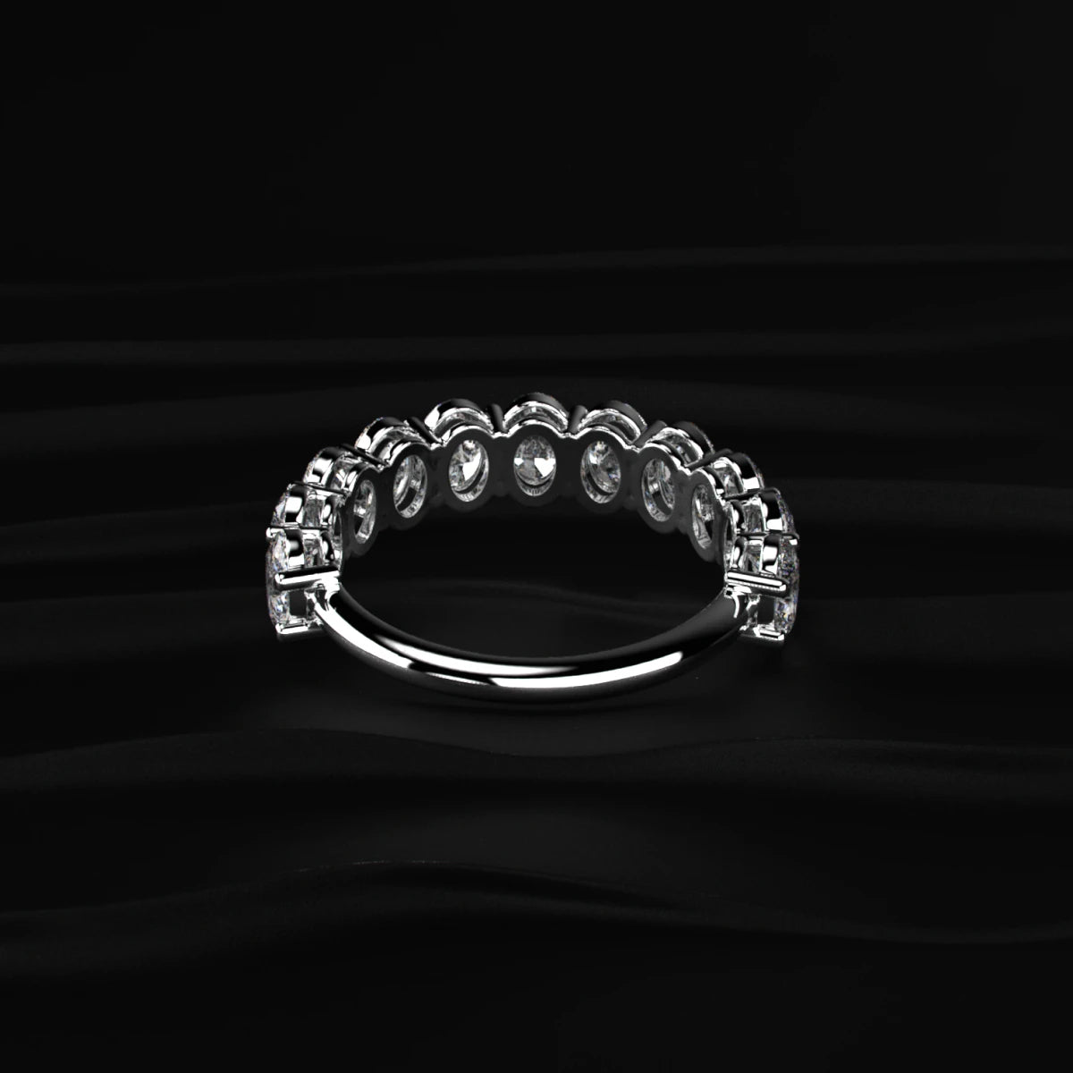Oval Cut Diamond Basket Setting Half Eternity Ring | Earthly Jewels   