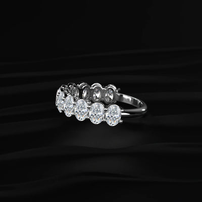 Oval Cut Diamond Basket Setting Half Eternity Ring | Earthly Jewels   