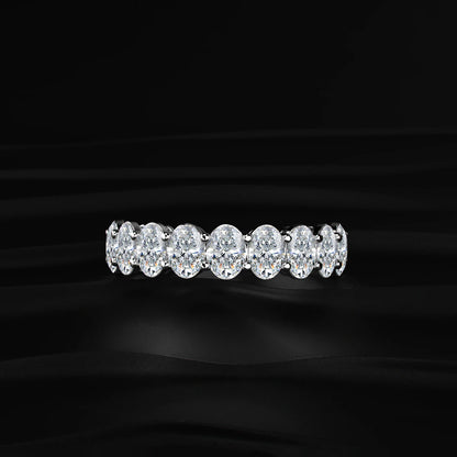 Oval Cut Diamond Basket Setting Half Eternity Ring | Earthly Jewels   