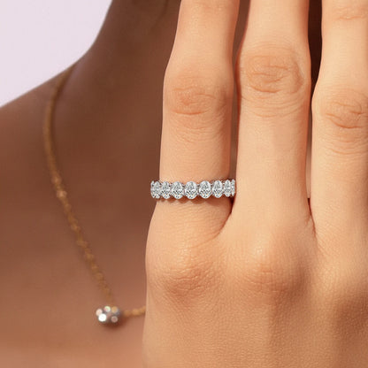 Oval Cut Diamond Basket Setting Half Eternity Ring | Earthly Jewels   