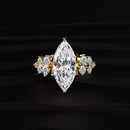 Marquise Solitaire Diamond Ring With Side Stones | Earthly Jewels   