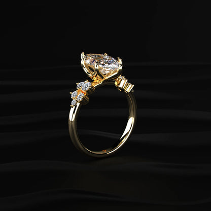 Marquise Solitaire Diamond Ring With Side Stones | Earthly Jewels   