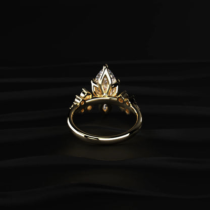 Marquise Solitaire Diamond Ring With Side Stones | Earthly Jewels   