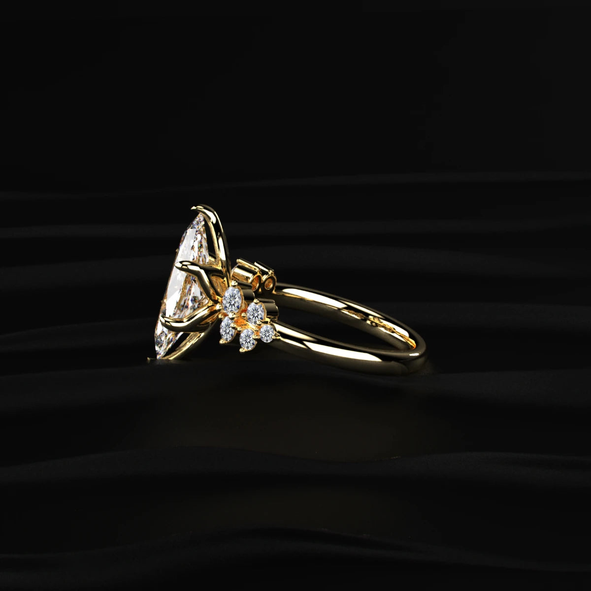 Marquise Solitaire Diamond Ring With Side Stones | Earthly Jewels   