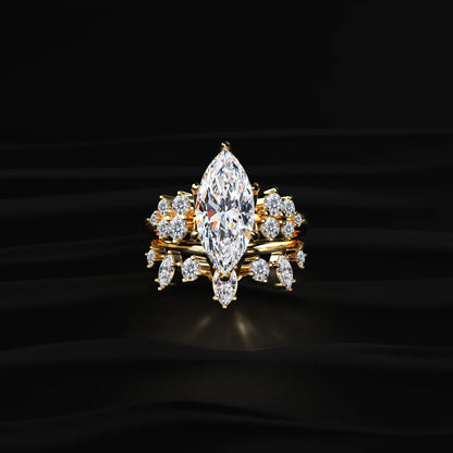 Marquise Solitaire Diamond Ring With Side Stones | Earthly Jewels   