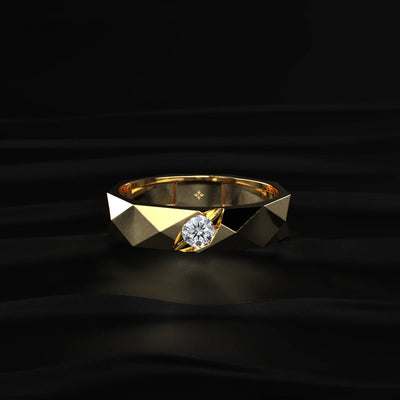 Round Solitaire Tungsten Carbide Multi-Faceted Men's Band | Earthly Jewels   