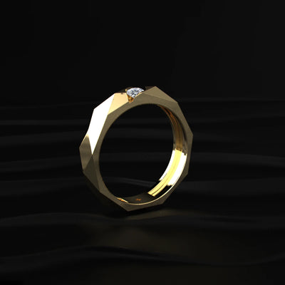 Round Solitaire Tungsten Carbide Multi-Faceted Men's Band | Earthly Jewels   