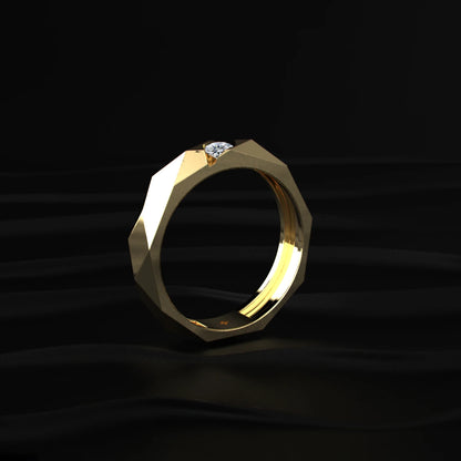 Round Solitaire Tungsten Carbide Multi-Faceted Men's Band | Earthly Jewels   