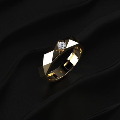 Round Solitaire Tungsten Carbide Multi-Faceted Men's Band | Earthly Jewels   