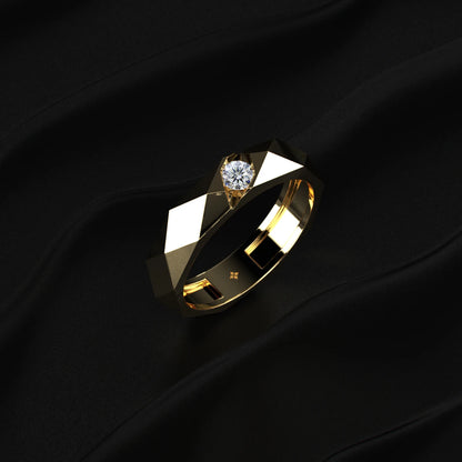 Round Solitaire Tungsten Carbide Multi-Faceted Men's Band | Earthly Jewels   