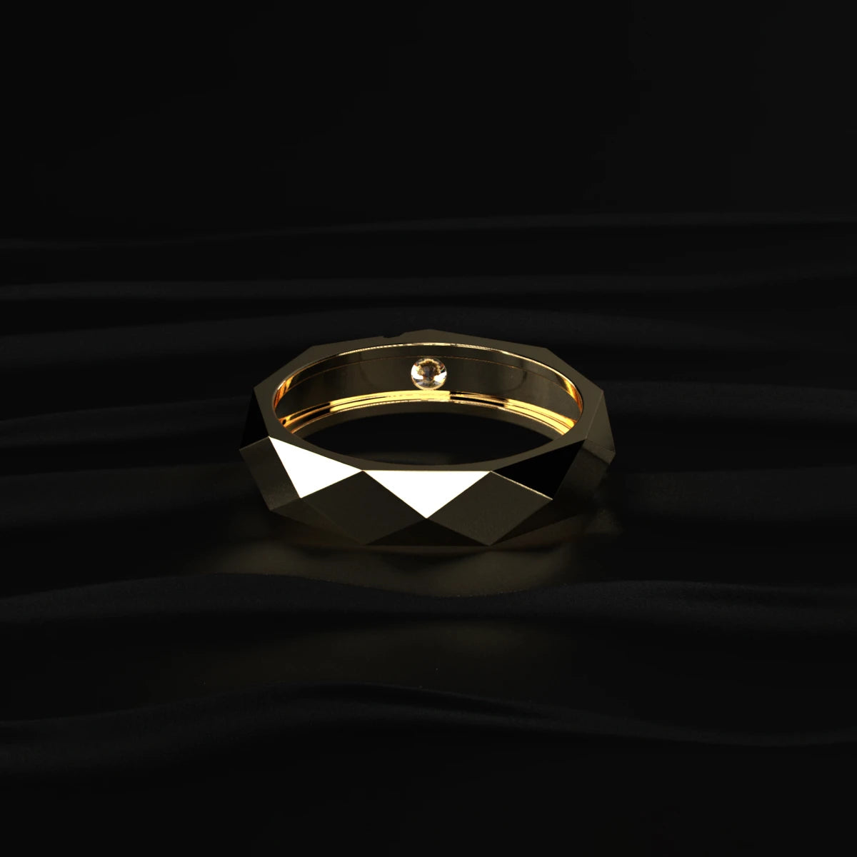 Round Solitaire Tungsten Carbide Multi-Faceted Men's Band | Earthly Jewels   