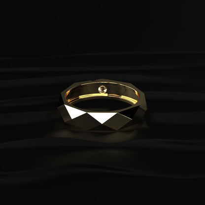 Round Solitaire Tungsten Carbide Multi-Faceted Men's Band | Earthly Jewels   