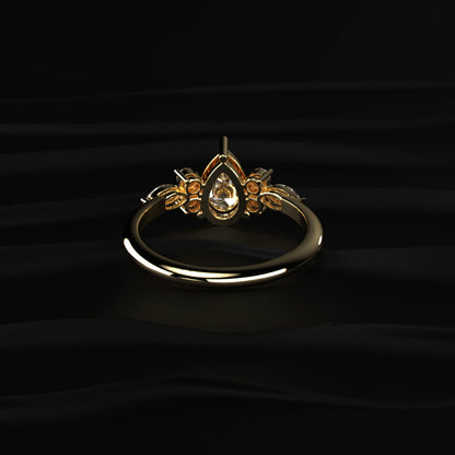 Pear Shape Lab Grown Diamond Ring With Accent Stones | Earthly Jewels   