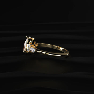 Pear Shape Lab Grown Diamond Ring With Accent Stones | Earthly Jewels   