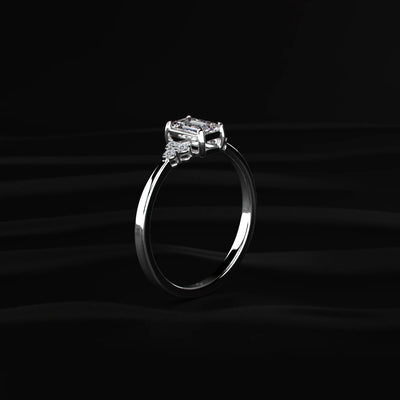 Emerald Cut Diamond Engagement Ring With Accent Stones | Earthly Jewels   