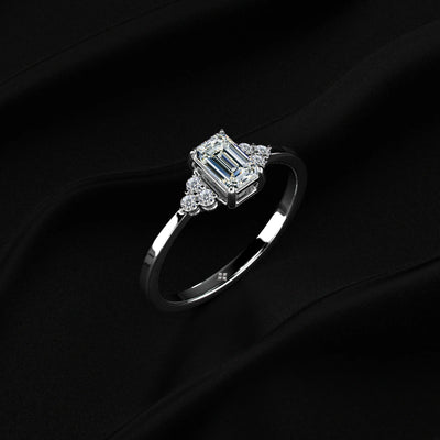 Emerald Cut Diamond Engagement Ring With Accent Stones | Earthly Jewels   