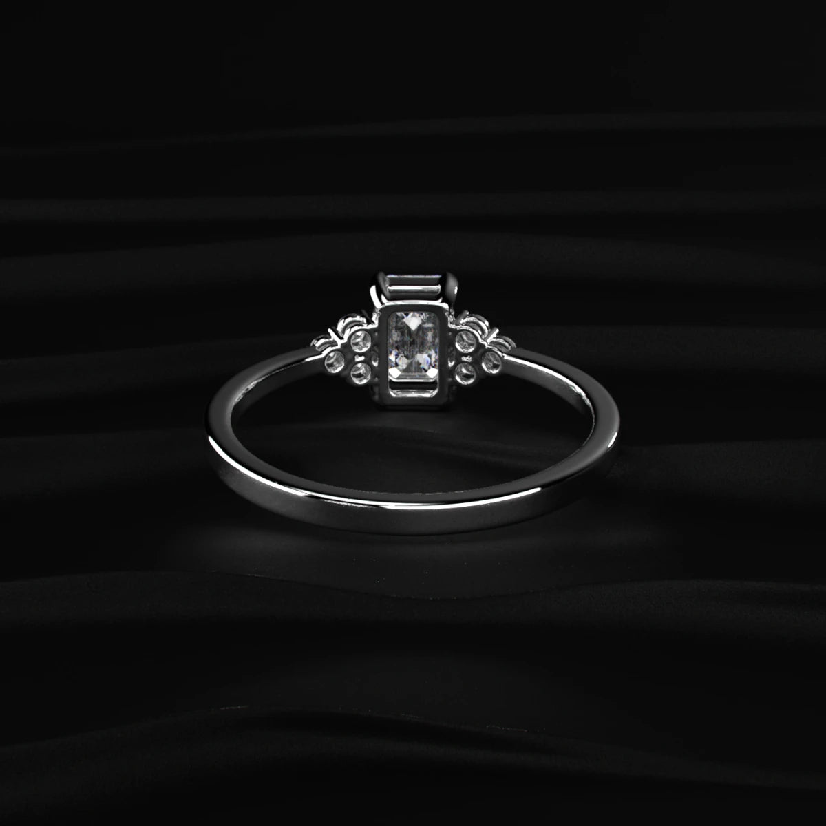 Emerald Cut Diamond Engagement Ring With Accent Stones