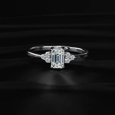 Emerald Cut Diamond Engagement Ring With Accent Stones | Earthly Jewels   
