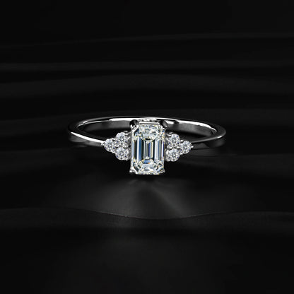 Emerald Cut Diamond Engagement Ring With Accent Stones