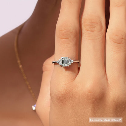 Emerald Cut Diamond Engagement Ring With Accent Stones | Earthly Jewels   