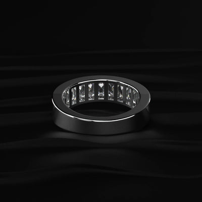 Emerald Cut Diamond Half Eternity Band In Channel Setting | Earthly Jewels