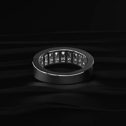 Emerald Cut Diamond Half Eternity Band In Channel Setting