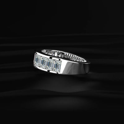 Emerald Cut Diamond Half Eternity Band In Channel Setting | Earthly Jewels