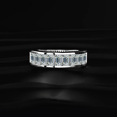 Emerald Cut Diamond Half Eternity Band In Channel Setting | Earthly Jewels
