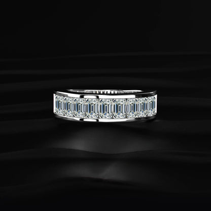 Emerald Cut Diamond Half Eternity Band In Channel Setting