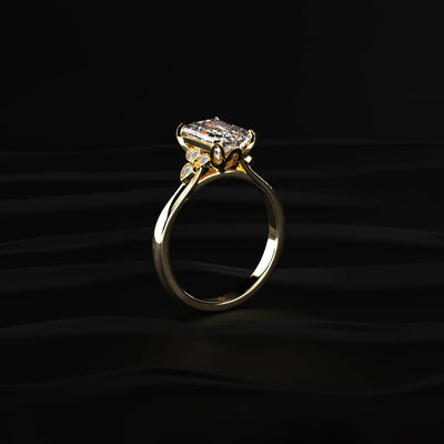 Emerald Cut Diamond Ring With Side Stones | Earthly Jewels   
