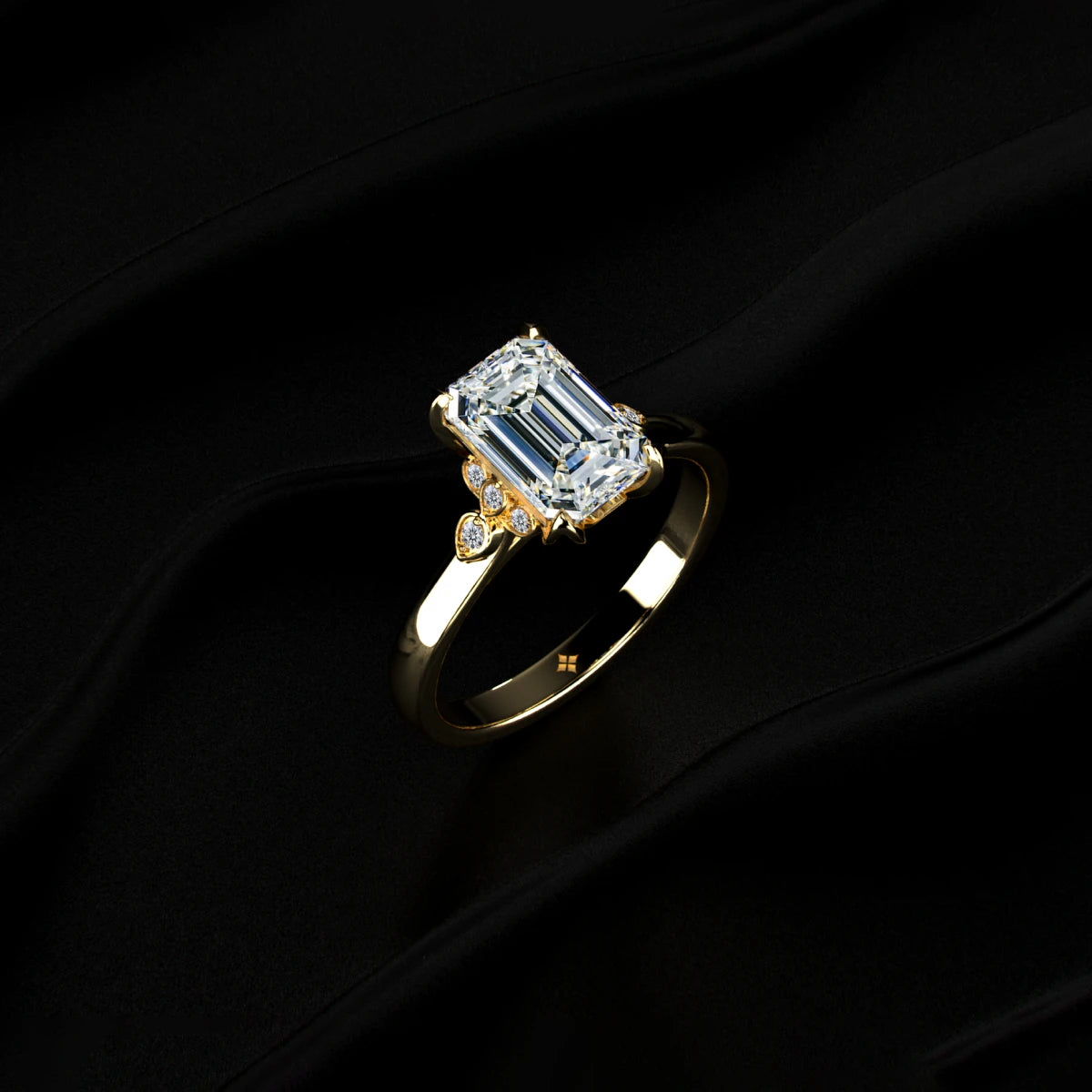 Emerald Cut Diamond Ring With Side Stones