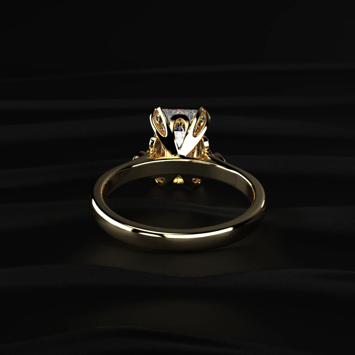 Emerald Cut Diamond Ring With Side Stones