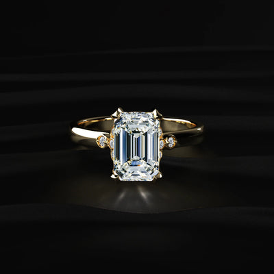 Emerald Cut Diamond Ring With Side Stones | Earthly Jewels   