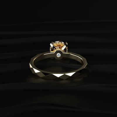 Round solitaire Geometric Faceted Engagement Ring | Earthly Jewels   