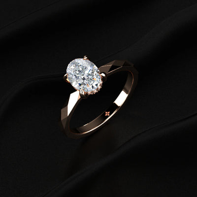 Oval Solitaire Multi-Faceted Geometric Ring | Earthly Jewels   