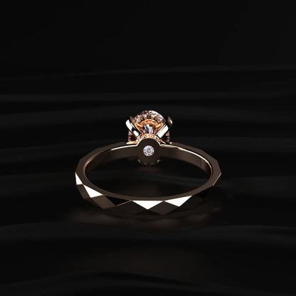 Oval Solitaire Multi-Faceted Geometric Ring