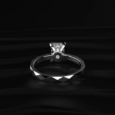 Emerald Cut Diamond Tesla Cyber Pave Ring | Earthly Jewels   