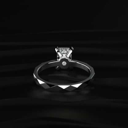 Emerald Cut Diamond Tesla Cyber Pave Ring