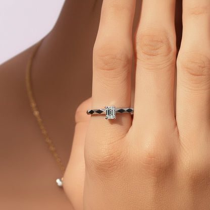 Emerald Cut Diamond Tesla Cyber Pave Band Ring | Earthly Jewels   