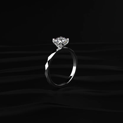 Round Solitaire Floral Multi-Faceted Geometric Band Ring | Earthly Jewels   